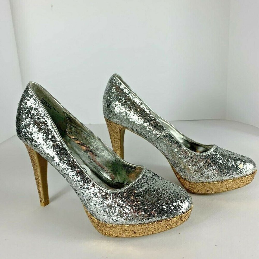 Silver Gold Pumps Stripper Platforms Stilettos